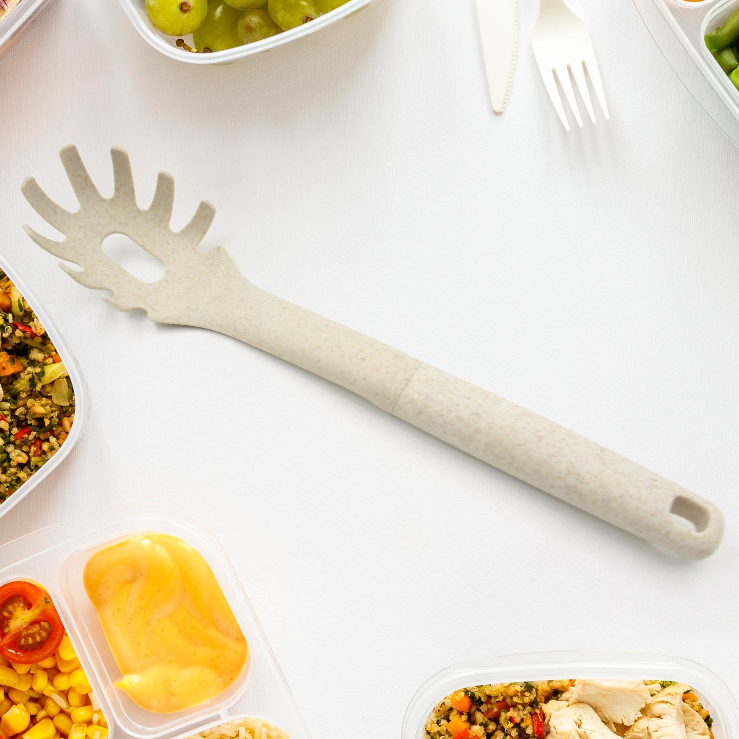 Plastic Kitchen Utensil - Heat-Resistant Non-Stick Whisk, Pasta & Soup Spoon (1 Pc )