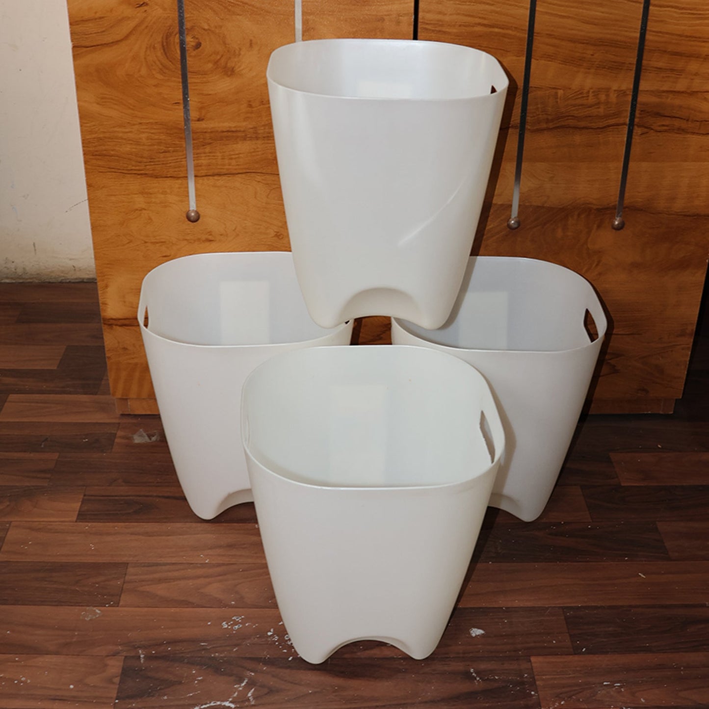 Modern Plastic Dustbin / Waste Paper Basket - (4 Pc)
