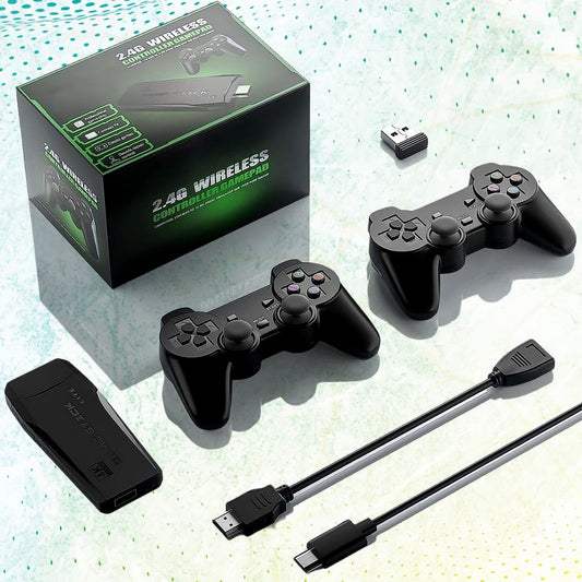 Wireless Controller Gamepad with 10,000+ Games, 4k Ultra HD Game Sticks Output, and 2.4GHz Wireless Controller Video Games with 64gb Memory Card (1 Set)