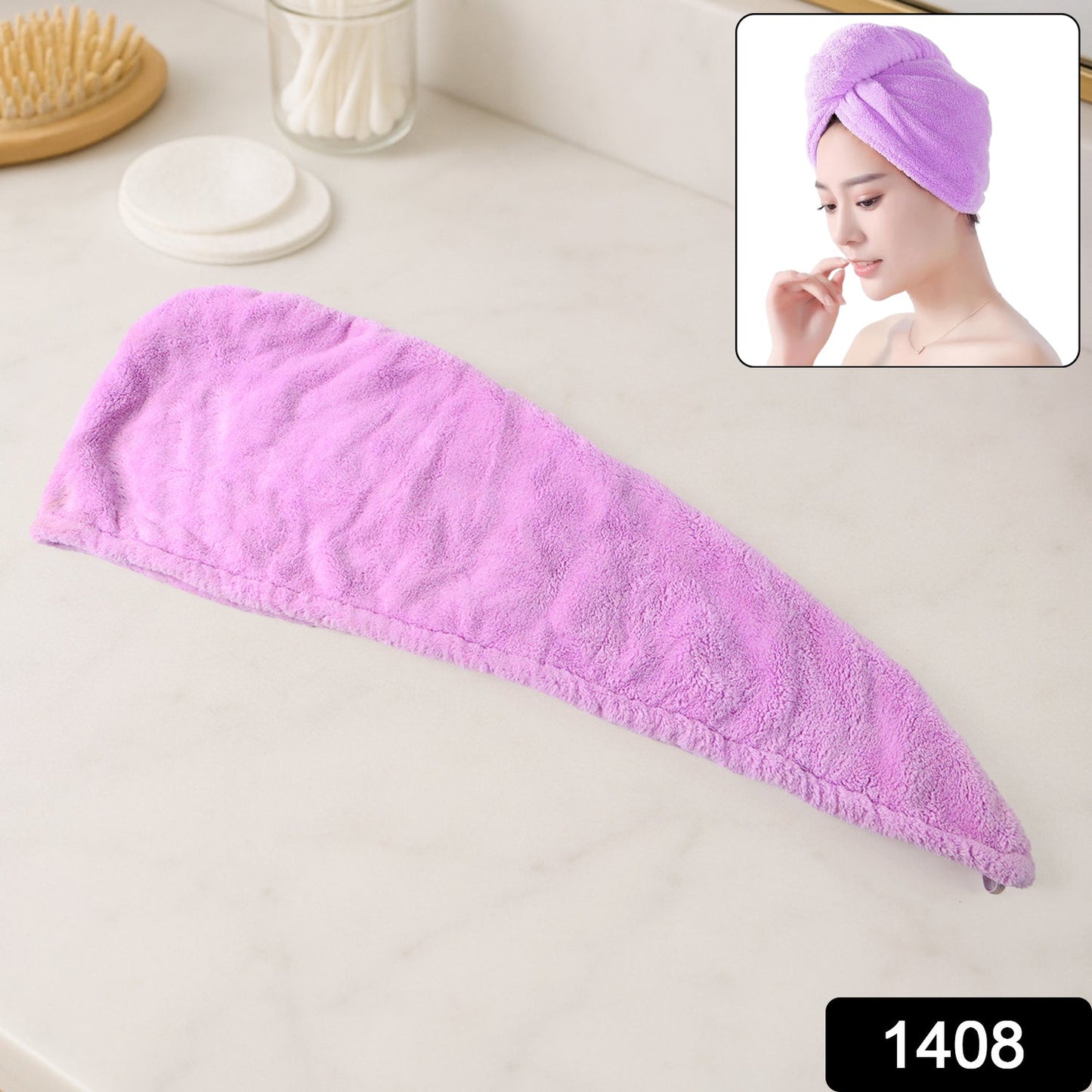 Quick Turban Hair-Drying Absorbent Microfiber Towel / Dry Shower Caps, Hair accessories (1 Pc / Mix Design)